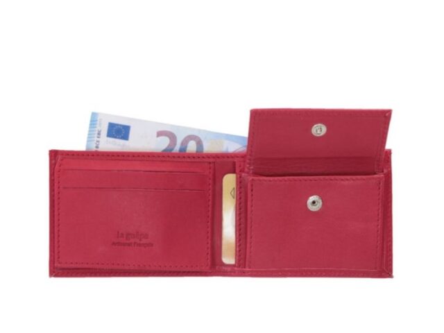 La Guêpe - Petite Maroquinerie - Porte monnaie à l'italienne "Luxe" 3 volets tout cuir fuchsia - PM-036-01