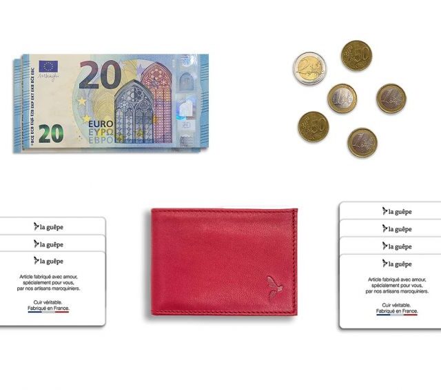 La Guêpe - Petite Maroquinerie - Porte monnaie à l'italienne "Luxe" 3 volets tout cuir fuchsia - PM-036-01