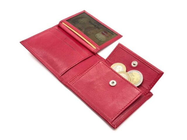 La Guêpe - Petite Maroquinerie - Porte monnaie à l'italienne "Luxe" 3 volets tout cuir fuchsia - PM-036-01