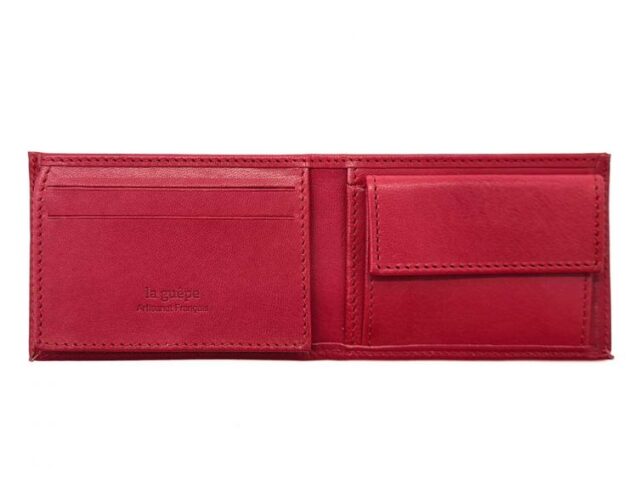 La Guêpe - Petite Maroquinerie - Porte monnaie à l'italienne "Luxe" 3 volets tout cuir fuchsia - PM-036-01