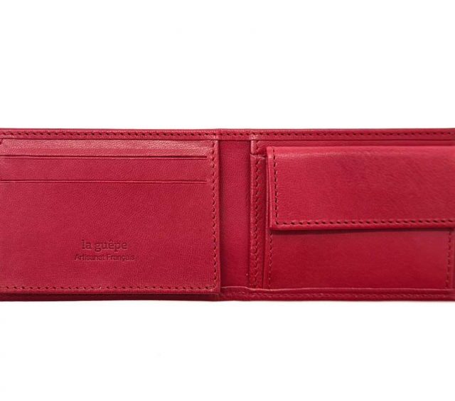 La Guêpe - Petite Maroquinerie - Porte monnaie à l'italienne "Luxe" 3 volets tout cuir fuchsia - PM-036-01