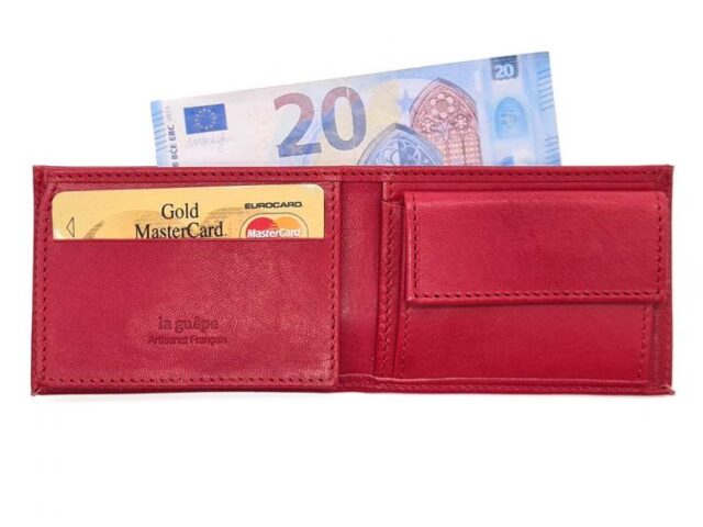 La Guêpe - Petite Maroquinerie - Porte monnaie à l'italienne "Luxe" 3 volets tout cuir fuchsia - PM-036-01