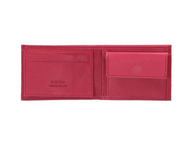 La Guêpe - Petite Maroquinerie - Porte monnaie à l'italienne "Luxe" 3 volets tout cuir fuchsia - PM-036-01