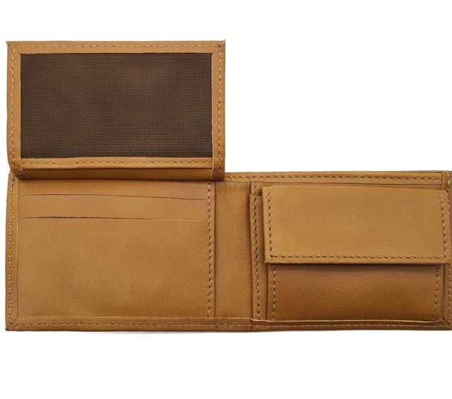 La Guêpe - Petite Maroquinerie - Porte monnaie à l'italienne "Luxe" 3 volets tout cuir gold - PM-036-01