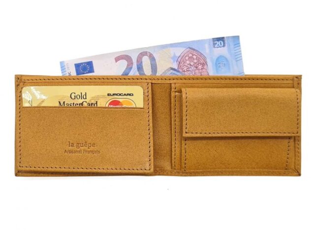 La Guêpe - Petite Maroquinerie - Porte monnaie à l'italienne "Luxe" 3 volets tout cuir gold - PM-036-01