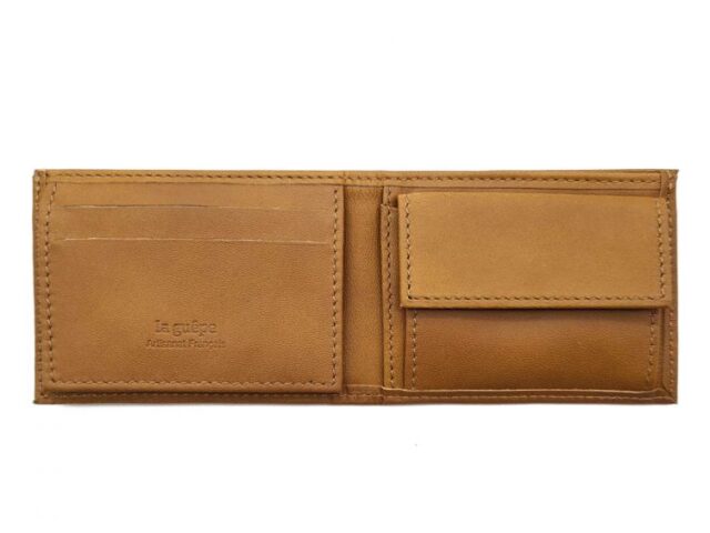 La Guêpe - Petite Maroquinerie - Porte monnaie à l'italienne "Luxe" 3 volets tout cuir gold - PM-036-01