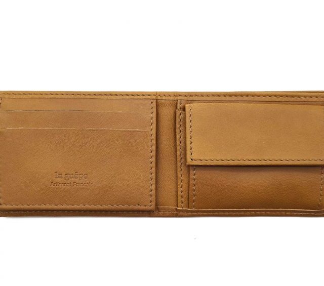 La Guêpe - Petite Maroquinerie - Porte monnaie à l'italienne "Luxe" 3 volets tout cuir gold - PM-036-01