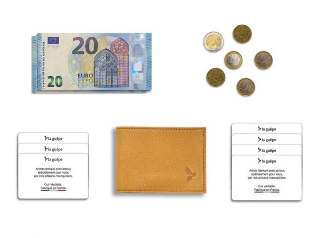 La Guêpe - Petite Maroquinerie - Porte monnaie à l'italienne "Luxe" 3 volets tout cuir gold - PM-036-01