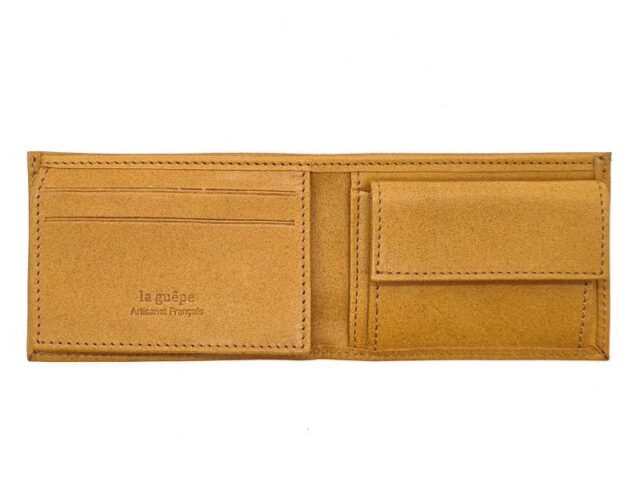 La Guêpe - Petite Maroquinerie - Porte monnaie à l'italienne "Luxe" 3 volets tout cuir gold - PM-036-01