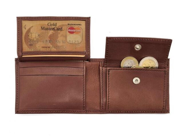 La Guêpe - Petite Maroquinerie - Porte monnaie à l'italienne "Luxe" 3 volets tout cuir marron - PM-036-01