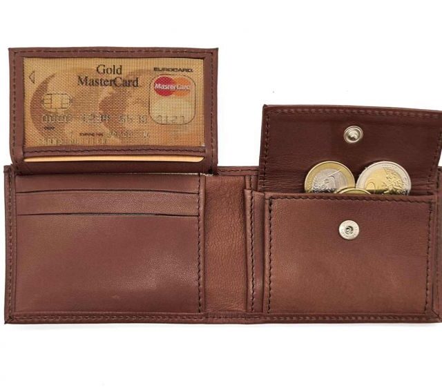 La Guêpe - Petite Maroquinerie - Porte monnaie à l'italienne "Luxe" 3 volets tout cuir marron - PM-036-01