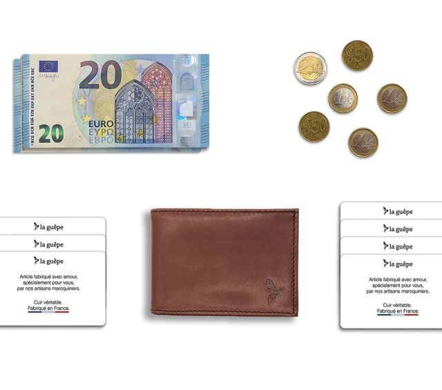 La Guêpe - Petite Maroquinerie - Porte monnaie à l'italienne "Luxe" 3 volets tout cuir marron - PM-036-01