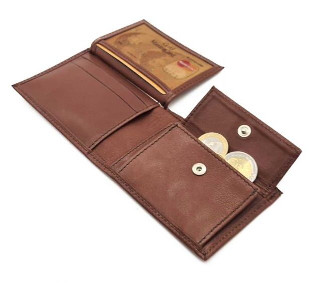 La Guêpe - Petite Maroquinerie - Porte monnaie à l'italienne "Luxe" 3 volets tout cuir marron - PM-036-01