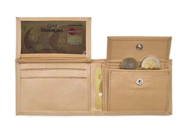 La Guêpe - Petite Maroquinerie - Porte monnaie à l'italienne "Luxe" 3 volets tout cuir nude - PM-036-01