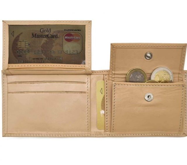 La Guêpe - Petite Maroquinerie - Porte monnaie à l'italienne "Luxe" 3 volets tout cuir nude - PM-036-01