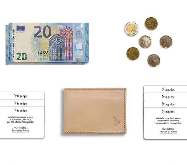 La Guêpe - Petite Maroquinerie - Porte monnaie à l'italienne "Luxe" 3 volets tout cuir nude - PM-036-01