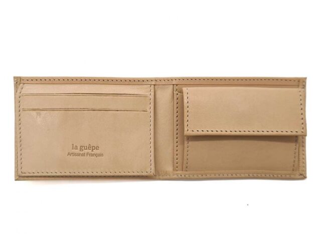 La Guêpe - Petite Maroquinerie - Porte monnaie à l'italienne "Luxe" 3 volets tout cuir nude - PM-036-01