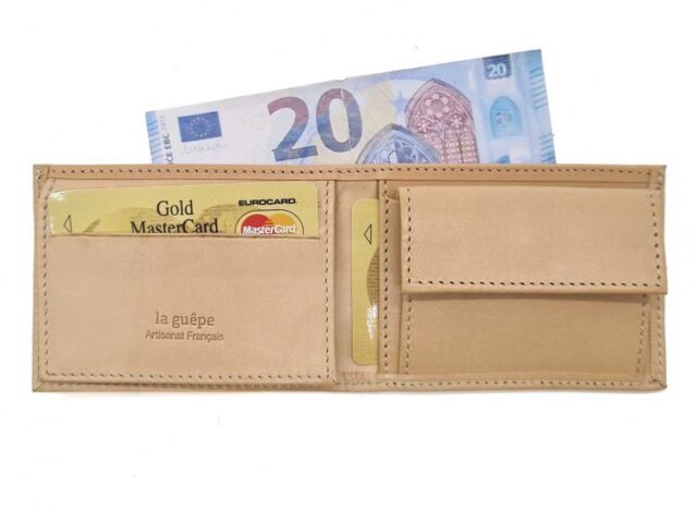 La Guêpe - Petite Maroquinerie - Porte monnaie à l'italienne "Luxe" 3 volets tout cuir nude - PM-036-01