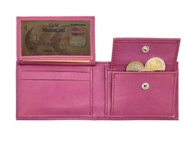La Guêpe - Petite Maroquinerie - Porte monnaie à l'italienne "Luxe" 3 volets tout cuir rose lilas - PM-036-01