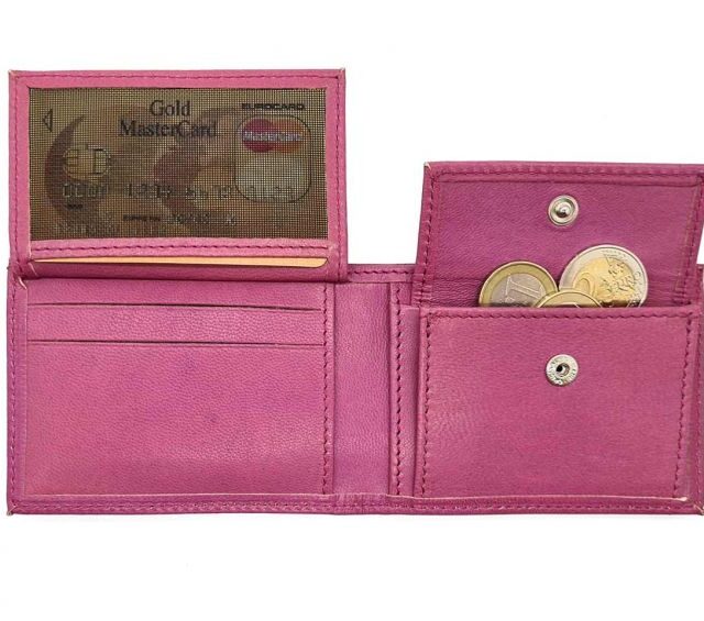 La Guêpe - Petite Maroquinerie - Porte monnaie à l'italienne "Luxe" 3 volets tout cuir rose lilas - PM-036-01