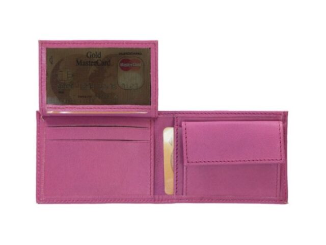 La Guêpe - Petite Maroquinerie - Porte monnaie à l'italienne "Luxe" 3 volets tout cuir rose lilas - PM-036-01