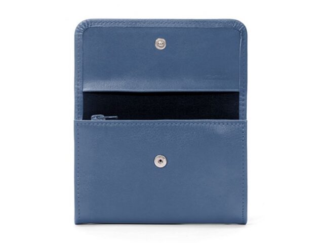 La Guêpe - Petite Maroquinerie - Porte-monnaie à rabat en cuir bleu de prusse - 004