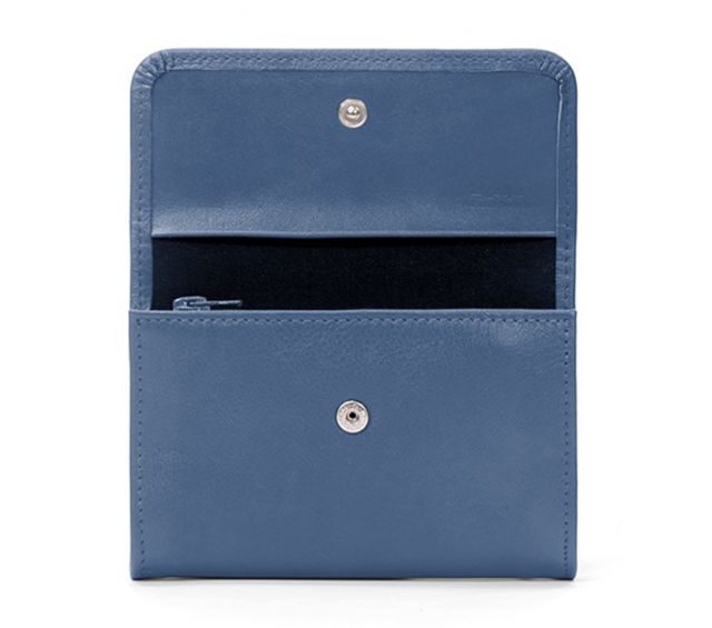 La Guêpe - Petite Maroquinerie - Porte-monnaie à rabat en cuir bleu de prusse - 004