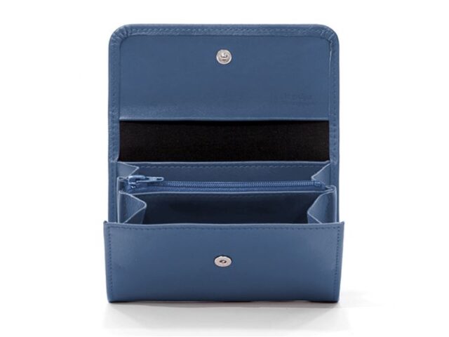 La Guêpe - Petite Maroquinerie - Porte-monnaie à rabat en cuir bleu de prusse - 004