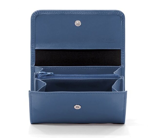 La Guêpe - Petite Maroquinerie - Porte-monnaie à rabat en cuir bleu de prusse - 004