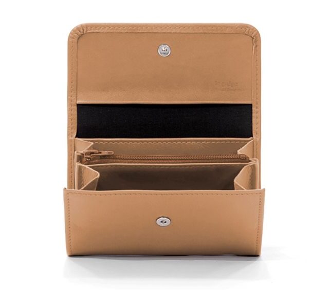 La Guêpe - Petite Maroquinerie - Porte-monnaie à rabat en cuir caramel - 004