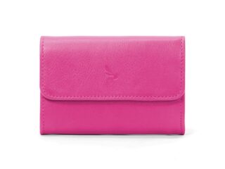 La Guêpe - Porte-monnaie à rabat en cuir fuchsia  004