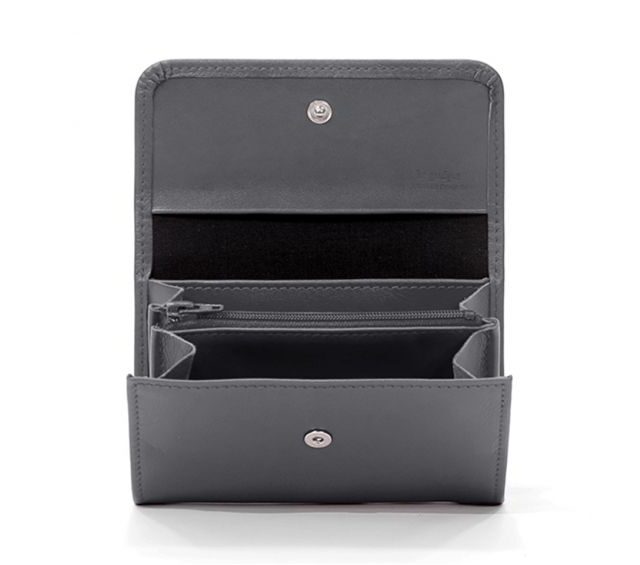 La Guêpe - Petite Maroquinerie - Porte-monnaie à rabat en cuir gris - 004