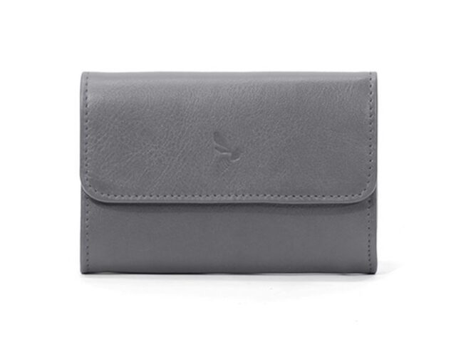 La Guêpe - Porte-monnaie à rabat en cuir gris – 004