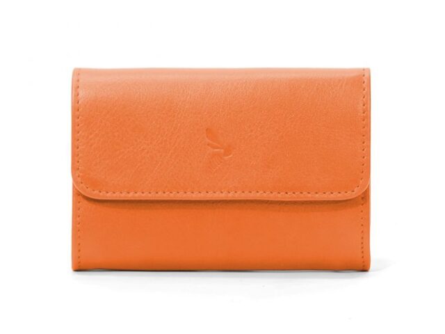 La Guêpe - Porte-monnaie à rabat en cuir orange – 004