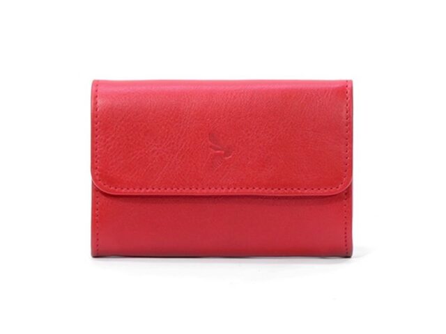 La Guêpe - Porte-monnaie à rabat en cuir rouge – 004