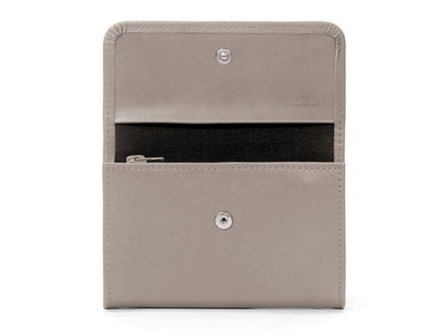 La Guêpe - Petite Maroquinerie - Porte-monnaie à rabat en cuir taupe - 004