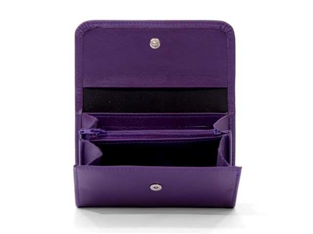 La Guêpe - Petite Maroquinerie - Porte-monnaie à rabat en cuir violet - 004