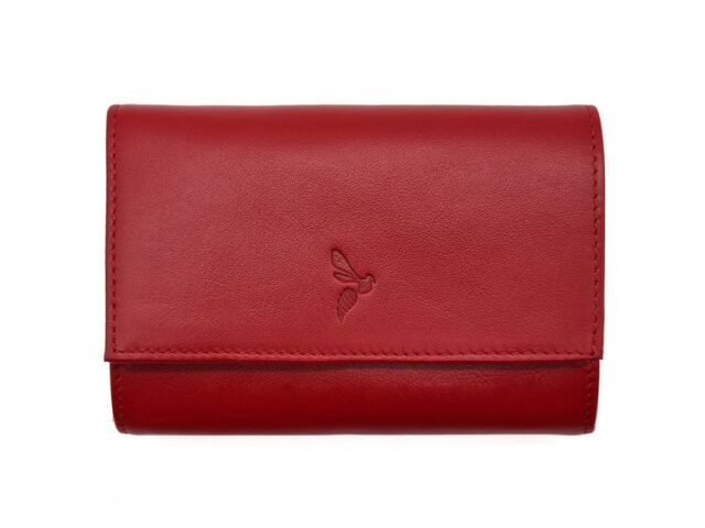 La Guêpe - Porte-monnaie à rabat et fermoir, cuir rouge – 657