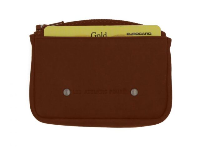 La Guêpe - Petite Maroquinerie - Porte monnaie avec 1 carte en cuir cognac - 9104