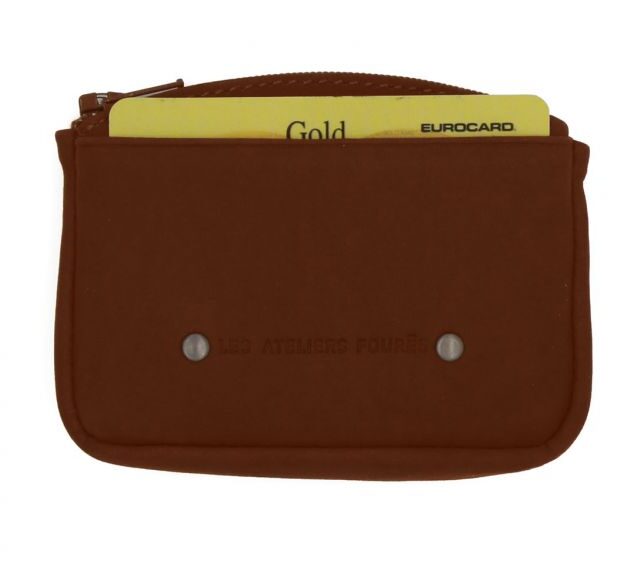 La Guêpe - Petite Maroquinerie - Porte monnaie avec 1 carte en cuir cognac - 9104