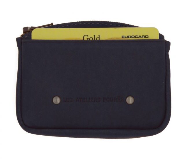 La Guêpe - Petite Maroquinerie - Porte monnaie avec 1 carte en cuir marine - 9104