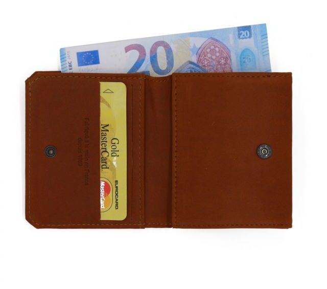 La Guêpe - Petite Maroquinerie - Porte monnaie Baroudeur en cuir fauve - 9147