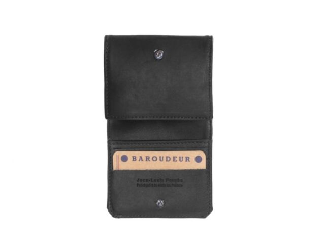 La Guêpe - Petite Maroquinerie - Porte monnaie Baroudeur en cuir noir - 9147
