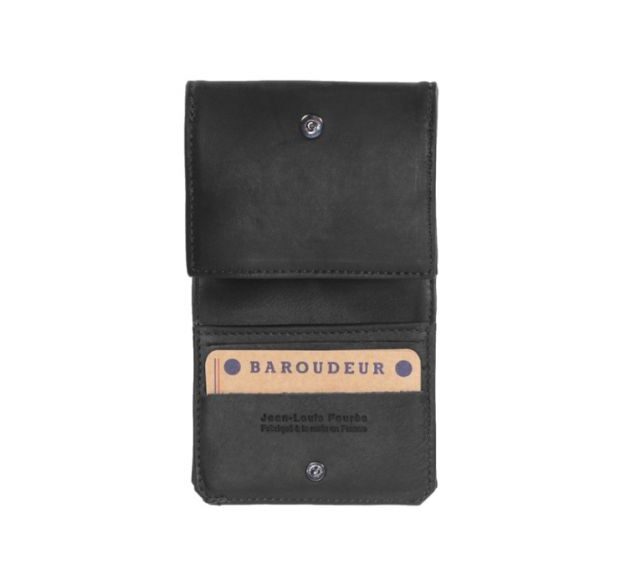 La Guêpe - Petite Maroquinerie - Porte monnaie Baroudeur en cuir noir - 9147
