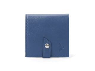 La Guêpe - Porte-monnaie carré à rabat en cuir bleu de prusse  012