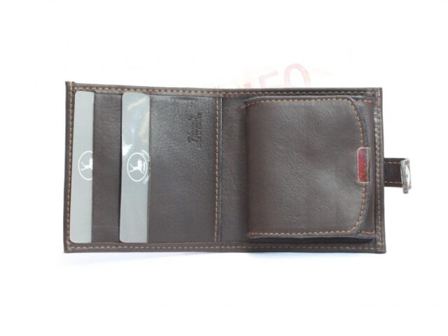La Guêpe - Petite Maroquinerie - Porte-monnaie carré à rabat cuir marron - 012