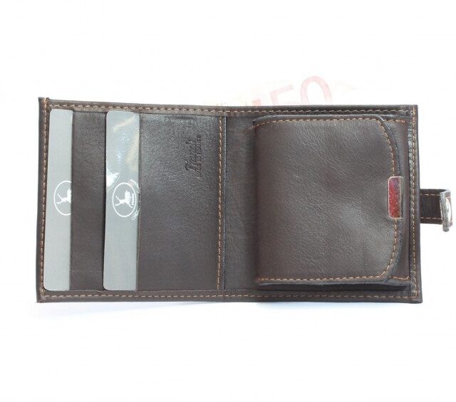 La Guêpe - Petite Maroquinerie - Porte-monnaie carré à rabat cuir marron - 012