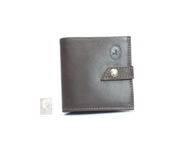La Guêpe - Petite Maroquinerie - Porte-monnaie carré à rabat cuir marron - 012