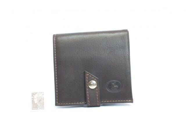 La Guêpe - Petite Maroquinerie - Porte-monnaie carré à rabat cuir marron - 012