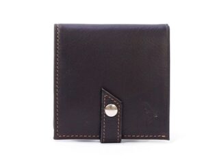 La Guêpe - Porte-monnaie carré à rabat cuir marron – 012